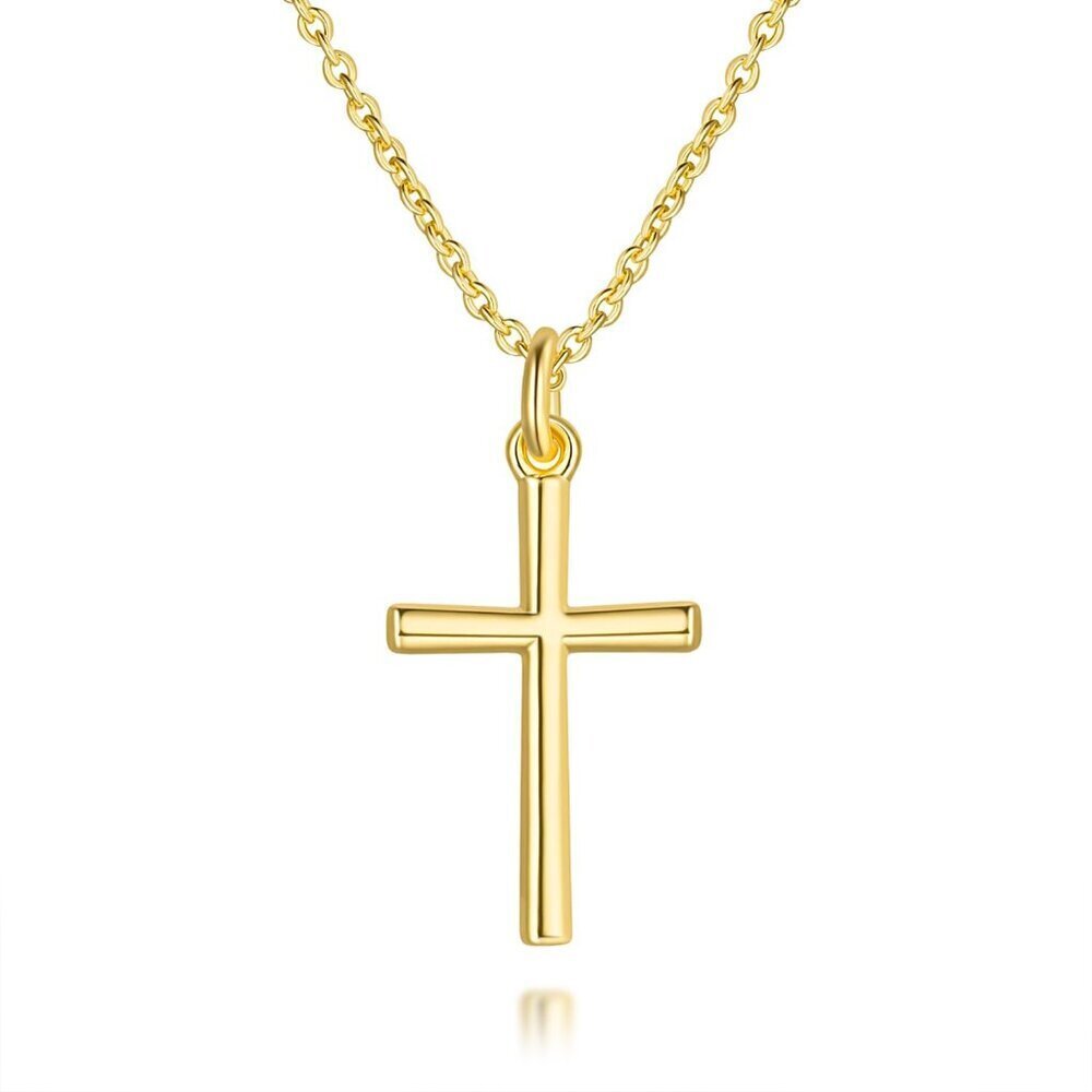 Minimalist Cross Pendant Necklace 14K Gold Chain Elegant Dainty Jewelry